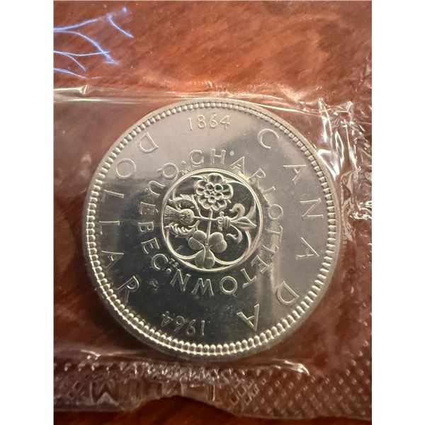 Uncirculated - 1964 Charlettetown Quebec 1964 Centennial Silver Dollar - 0.80 Silver Content - 24g W
