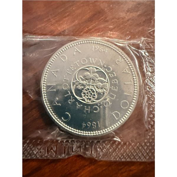 Uncirculated - 1964 Charlettetown Quebec 1964 Centennial Silver Dollar - 0.80 Silver Content - 24g W