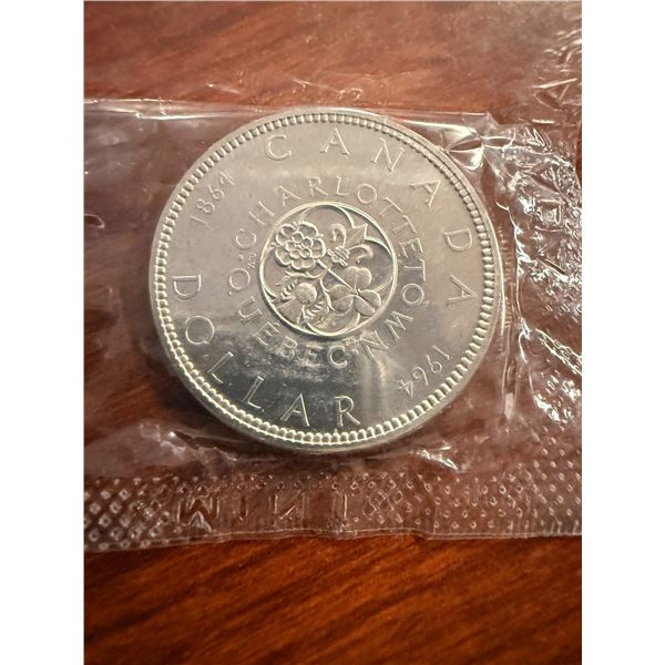 Uncirculated - 1964 Charlettetown Quebec 1964 Centennial Silver Dollar - 0.80 Silver Content - 24g W