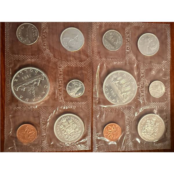 2 pc - Uncirculated Canadian 1963 Silver Proof-Like Collector Set (x6 Coins / Set)