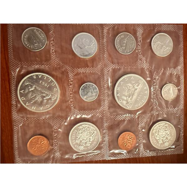 2 pc - Uncirculated Canadian 1963 Silver Proof-Like Collector Set (x6 Coins / Set)