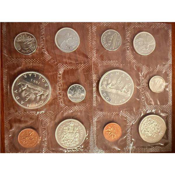 2 pc - Uncirculated Canadian 1963 Silver Proof-Like Collector Set (x6 Coins / Set)