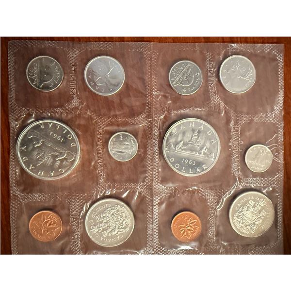 2 pc - Uncirculated Canadian 1963 Silver Proof-Like Collector Set (x6 Coins / Set)