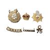 Image 1 : Group of 6 Vintage Canadian Military Cap Badges And Shoulder Titles (WWI/WW2 Assorted)