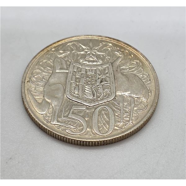 1966 Australian 50 Cent Silver Coin - .800 Silver - 31.28 grams