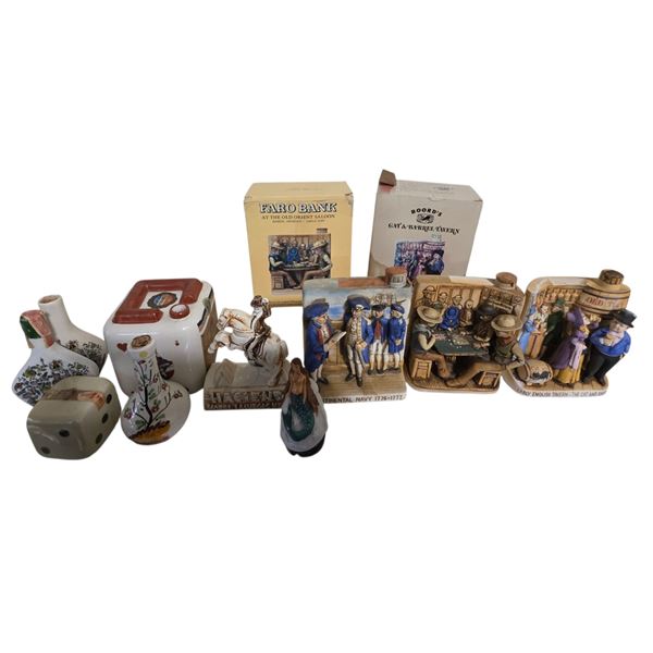 1/2 Shelf (11+ Pieces) of Vintage Porcelain & China Liquor Mini Decanters (Empty)