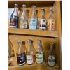 Image 2 : Wood Wall Display Cabinet with 20 Vintage European 1.76 Oz Glass Mini Liquor Bottles (empty)