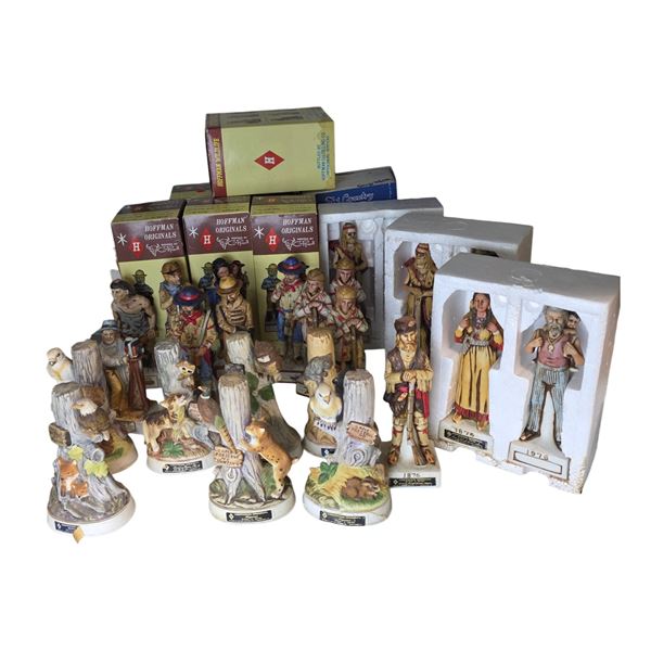 Group of Western & Wildlife Themed Porcelain 1/10 Pint Liquor Decanters - Hoffman, Ski Country & Lio