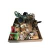 Image 1 : Box Lot of Vintage Figurines - Japanese Cat Statuettes, Mini Dogs, Harmonica, Policeman Bobblehead a