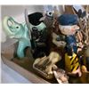 Image 4 : Box Lot of Vintage Figurines - Japanese Cat Statuettes, Mini Dogs, Harmonica, Policeman Bobblehead a