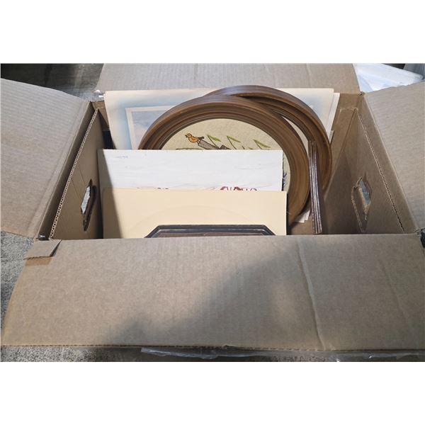 Box of Assorted Framed and Unframed Art