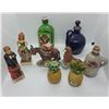 Image 1 : Group of 9 Porcelain Figural Mini Decanters, Ceramic Jug, & 0.35L Jägermeister Bottle - Majority are