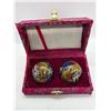 Image 1 : Boxed Pair of 2" Dragon Cloisonne Massage Balls