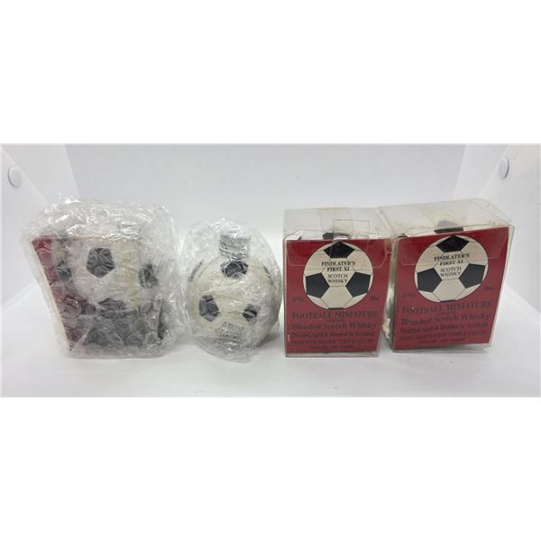 4 Findlater's First XI Scotch 50ml Football Liquor Minis - 3 are in original boxes - (2 are full)