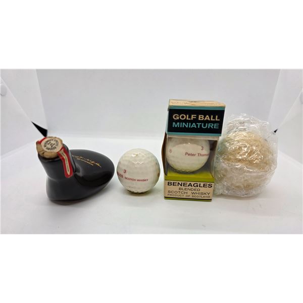 3 Vintage 50ml Blended Scotch Golf Themed Liquor Minis - Beneagles and McGibbon appear to be full