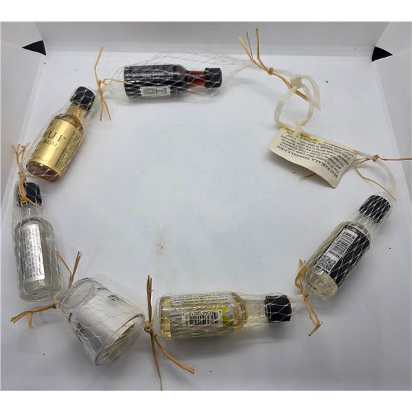 String of 5 x 50ml Maui-made Craft Rums & Okolehao Liqueur with Shot Glass - All sealed and full