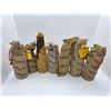 Image 1 : 7 Full 2 Oz. Glass Bottles of Dry Sack Sherry with Burlap Bags - Sealed