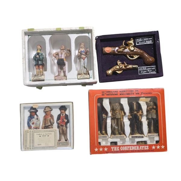 Group of 5 Hoffman, McCormick and Lionheart Mini Porcelain Liquor Decanters in Packaging (empty)