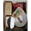 Image 3 : 3 Box Lots of Vintage China, Thread Spools, Kitchen Goods  and More