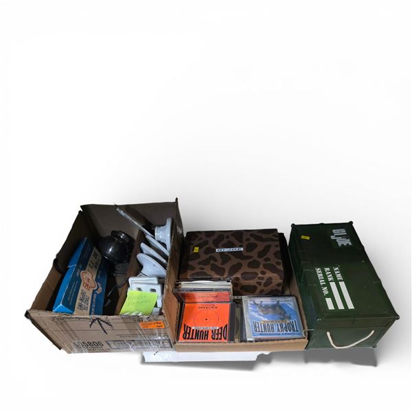 2 Box Lots (GI Joe Foot Locker, Assorted CD's, Porcelain Fixtures, Chop Knife and More)