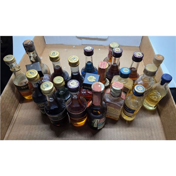 20 Vintage Liqueur Minis in 50ml Glass Bottles - Majority of the Bottles are full