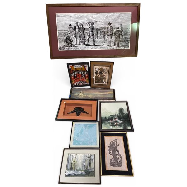 Group of 9 Framed Prints & Paintings - Mixed Styles, Assorted Sizes