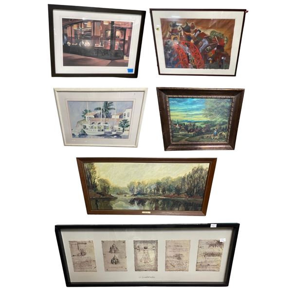 Group of 6 Framed Prints & Paintings - Mixed Styles, Assorted Sizes