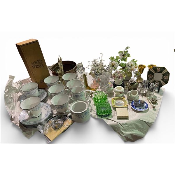 Vintage Home & Tableware Assortment - China Set, Glass Decor, Porcelain Figurines & More