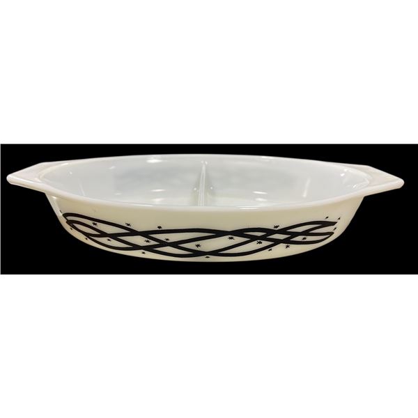 Vintage Pyrex Barbed Wire Pattern Divided Casserole Dish, without Lid