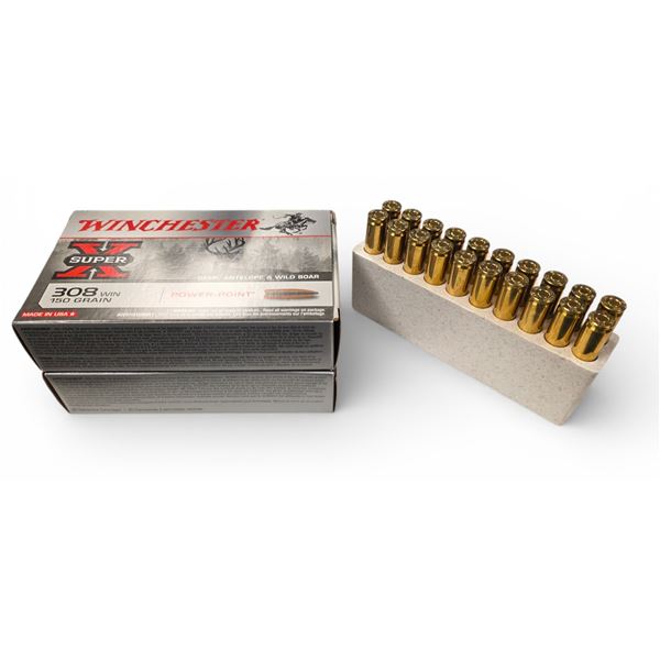 2 packs of Winchester Super-X.308 Win 150 Grain Power Point Rifle Ammunition, 20-pk