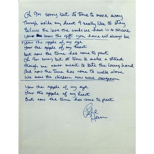 Badfingers Pete Ham written and signed lyrics