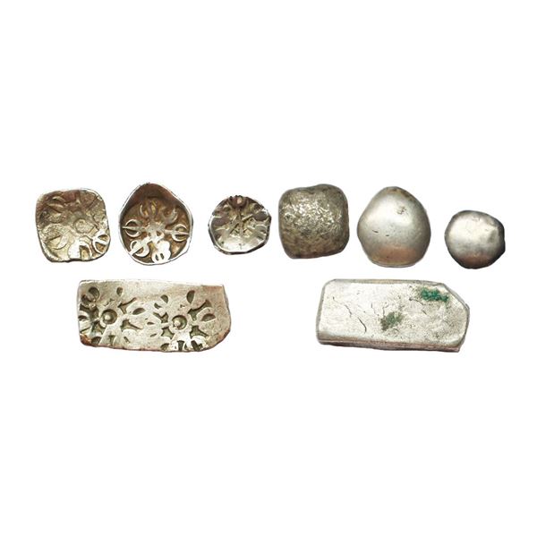 Ancient, Gandhara Janapada (600-300 BC), Set of 4 Coins, Silver Bent Bar, 1 Shatamana, 11.50 gms, ¼ 