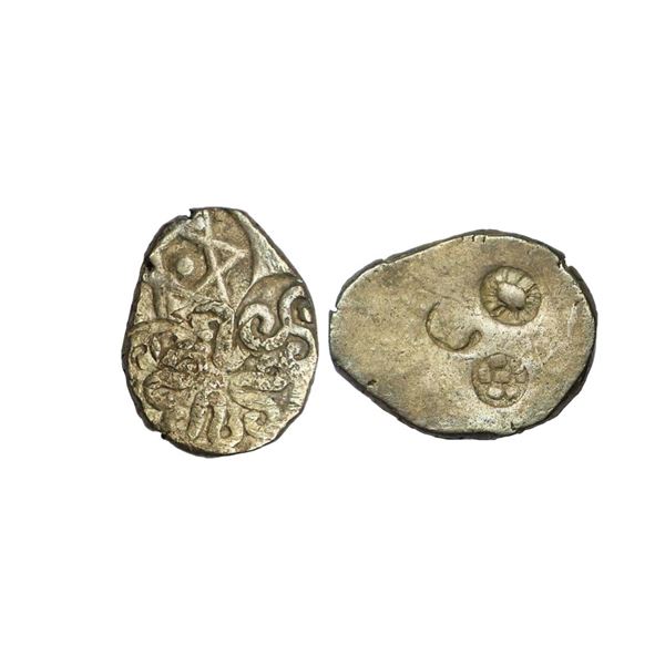 Archaic Coinage, Punch Marked, attributed to Kosala Janapada (c. 00-300 BC), Silver Vimshatika, 4.28