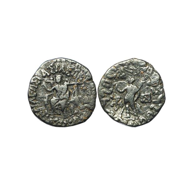 Indo Scythians, Azes (58-12 BC), Copper Pentachalkon, Overstruck on Azes flan, 9.66 gms