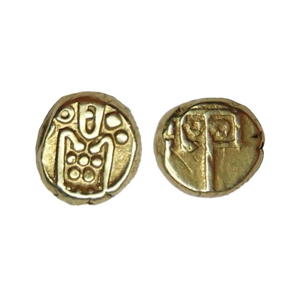 Medieval, Vira Raya type, Anonymous issue (17th-18th Century AD), Gold Fanam, 0.33 gms