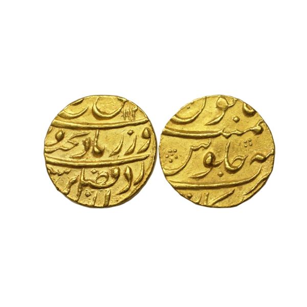 Farrukhsiyar (AH 1124-1131 / 1713-1719 AD), Gold Mohur,10.95g, Arkat Mint,
