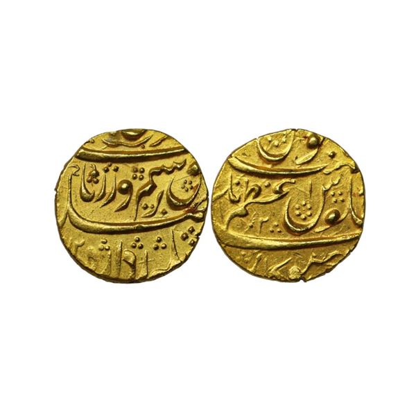 Farrukhsiyar (AH 1124-1131 / 1713-1719 AD), Gold Mohur, 10.80g, Azamnagar Gokak Mint,