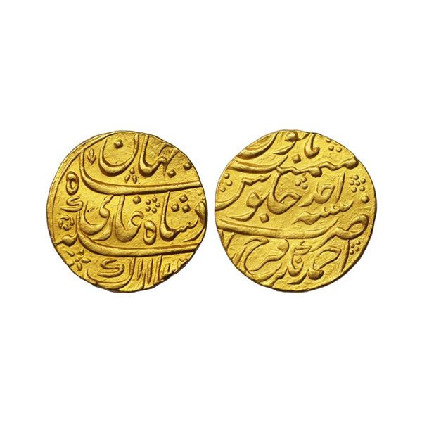 Mughal, Shah Jahan III (AH 1173-1174, 1759-1760 AD), Gold Mohur, 10.83 gms, Ahmadnagar Farrukhabad M
