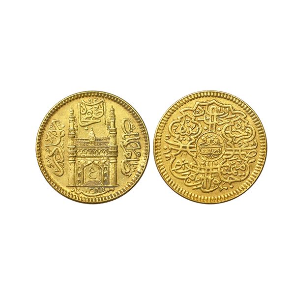 Princely States, Hyderabad, Usman Ali Khan (AH 1329-1367 / 1911-1948 AD), Gold ½ Ashrafi, 5.58g