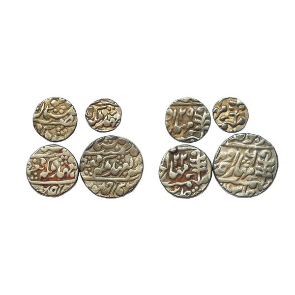 Jaipur State, Madho Singh II (AH 1298-1341, 1880-1922 AD), Set of 4 coins, Silver Rupee, 11.44 gms, 