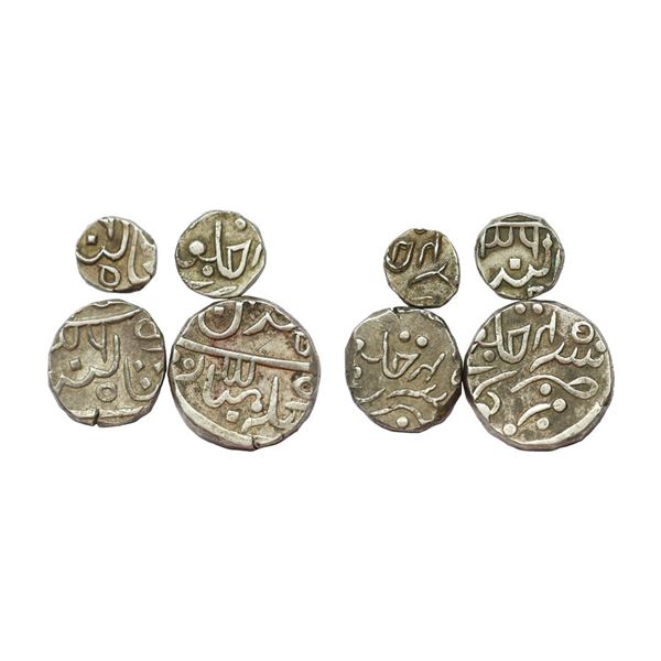 Pratabgarh State, Udaya Singh ( VS 1921-1947, 1864-1890 AD), Set of 4 Coins, Silver Rupee, 10.89 gms