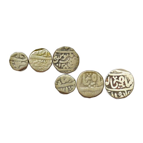 Shahpura, Feudatory of Mewar State, INO Shah Alam II (AH 1174-1221, 1759-1806 AD), Set of 3 coins, S