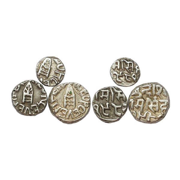 Shahpura, Feudatory of Mewar State, INO Shah Alam II (AH 1174-1221, 1759-1806 AD), Set of 3 coins.