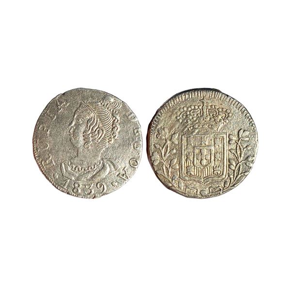 Indo Portuguese, D. Maria II (1834-1853 AD), Silver Rupia, 10.91 gms, 1839,