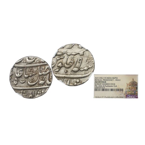 Bengal Presidency, Murshidabad Mint, Silver Rupee, in the name of Shah Alam II, AH 1190/RY 19, Mule 