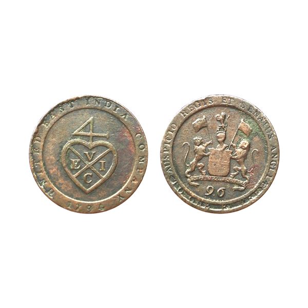 East India Company, Madras Presidency, Proof Copper ½ Dub / 1/96, 6.32g
