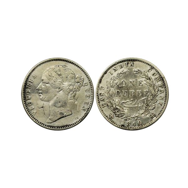 Victoria Queen, DL, Silver Rupee, 1840, Bombay/ Calcutta Mint, Rotation Double Struck Error, Extra F