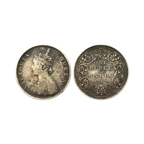 Victoria Queen, mule silver rupee, 1862, Bombay mint.