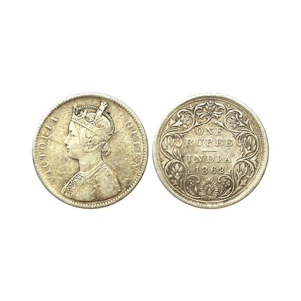 Victoria Queen, Silver Rupee, 1862, Calcutta Mint