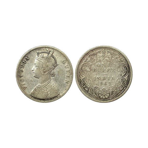 Victoria Queen, Silver Rupee, 1862, Calcutta Mint